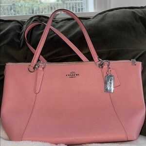 Coach Pink Leather Tote with Silver Hardware